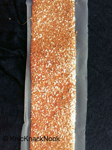 Beige Net Trim With Gold / Bronze Glitter, Textured Trim, Costume Trim Decorative Trim Fashion Trim